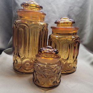 Vintage LE Smith Amber Glass Jars